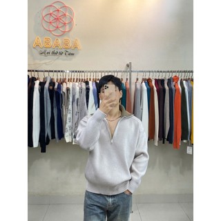 Áo len nam khóa zip cổ lọ Ababa hàng QC cao cấp 3 màu than kem gạo size M L XL XXL 3XL F68161