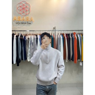 Áo len nam khóa zip cổ lọ Ababa hàng QC cao cấp 3 màu than kem gạo size M L XL XXL 3XL F68161