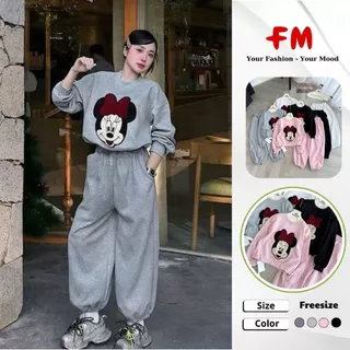 Set Đồ Bộ Nỉ Nữ Bo Chun FMSTYLE SHOP - In Hình Chuột Mickey Thời Trang Mùa Đông Ấm Áp 25111878