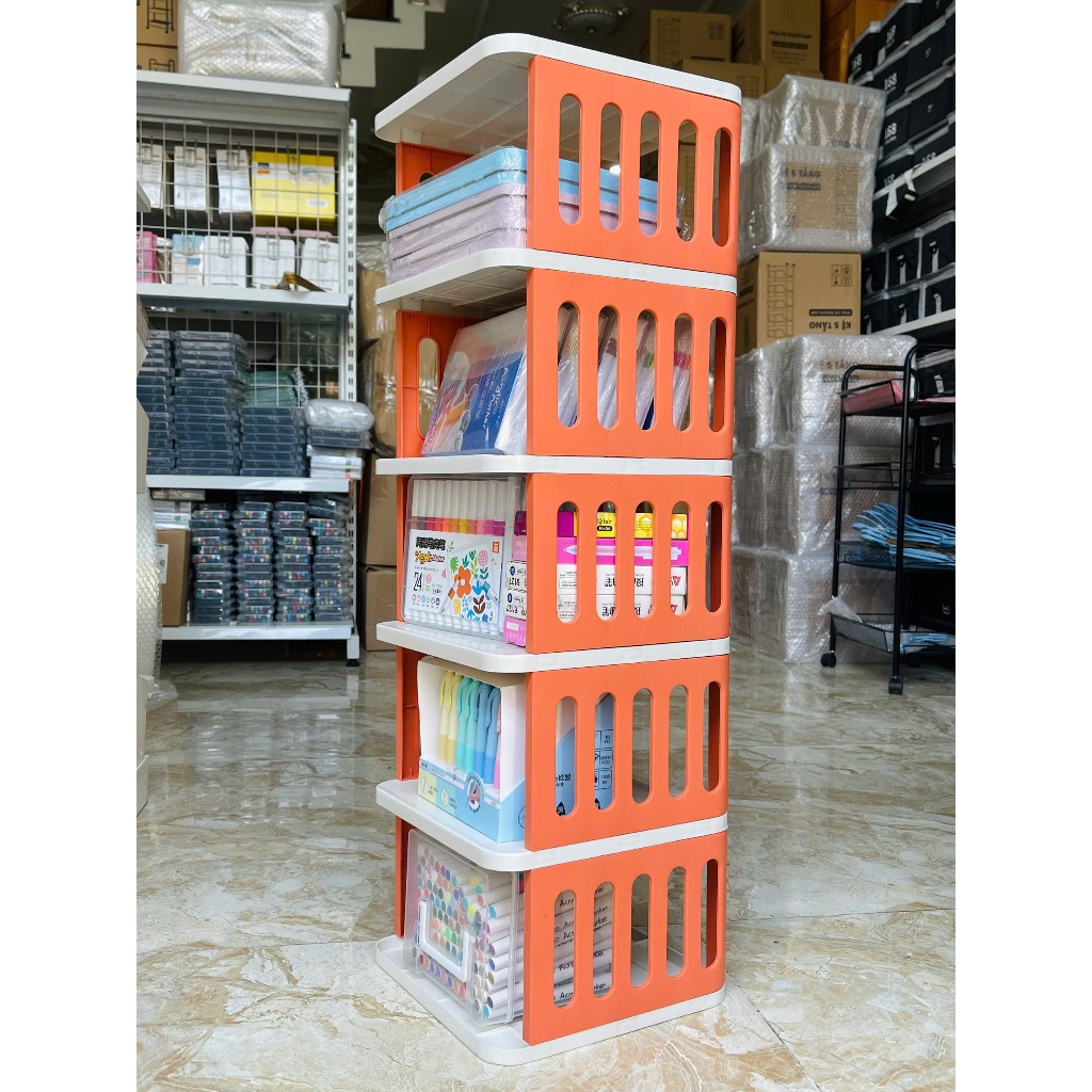 Kệ Đựng Đa Năng Trưng Bày Dụng Cụ Học Tập – Mỹ Thuật 5 Tầng Aesthetic