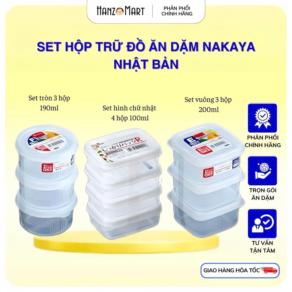 Hộp trữ đồ ăn dặm cho bé Nakaya Nhật Bản hanzomart