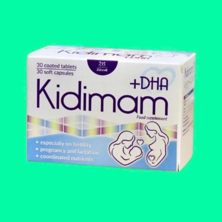 Kidimam+DHA (60 viên)-Vitamin Tổng Hợp Cho Bà Bầu, Acid Folic, Sắt, Dầu Cá, DHA, Vitamin B, Vitamin C