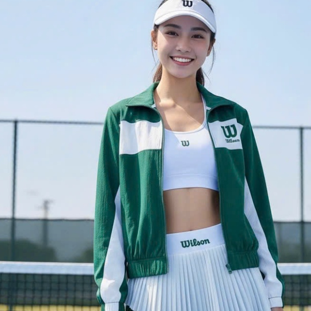 Áo thể thao nữ, Áo gió hai lớp Wil.son phối màu chơi Pickleball Golf Tennis Cầu lông siêu đẹp