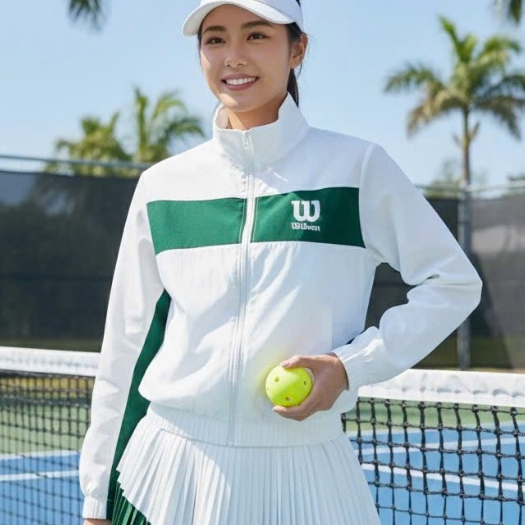 Áo thể thao nữ, Áo gió hai lớp Wil.son phối màu chơi Pickleball Golf Tennis Cầu lông siêu đẹp