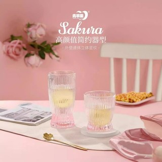 Bộ 6 cốc thủy tinh Sakura Deli cao cấp vân sóng dọc trong suốt bền đẹp phù hợp mọi không gian sử dụng