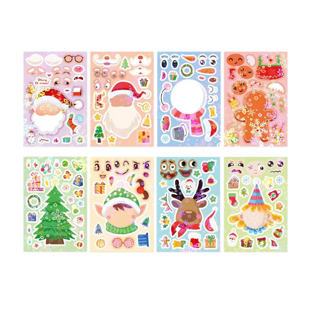 8 Miến Dán Sticker DIY Trang Trí Thay Mặt DC15-F Sticker Noel Mẫu F ...