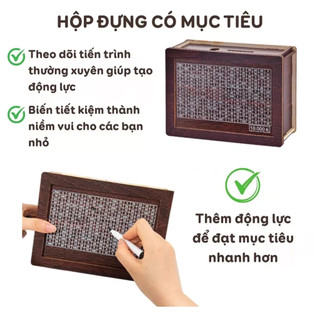 Aimi lọ tiết kiệm bằng gỗ Thử thách tiết kiệm 100 ngày Lập kế hoạch hiệu quả Phù hợp sử dụng tại văn phòng hoặc gia đình