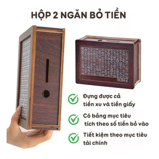 Aimi lọ tiết kiệm bằng gỗ Thử thách tiết kiệm 100 ngày Lập kế hoạch hiệu quả Phù hợp sử dụng tại văn phòng hoặc gia đình