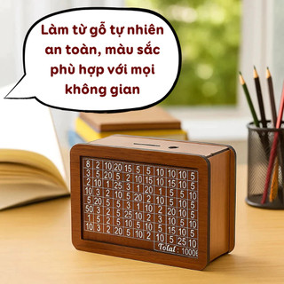 Aimi lọ tiết kiệm bằng gỗ Thử thách tiết kiệm 100 ngày Lập kế hoạch hiệu quả Phù hợp sử dụng tại văn phòng hoặc gia đình