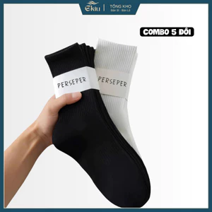 Tất Vớ Nam Nữ Cổ Cao Trơn EKIUSHOP Cotton Êm Ái Dày Dặn Thoáng Khí - Ekiu Shop