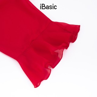 [SEASON OF LOVE] Áo choàng ngủ Kimono màu đỏ voan gợi cảm nhún bèo nữ tính màu đỏ iBasic SW084