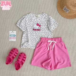 Đồ Bộ Bé Gái Thun Cotton Mềm Mịn In Hình Kitty Dễ Thương – Set Áo Quần Mùa Hè Cho Bé Từ 2-10 Tuổi