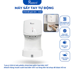 Máy sấy tay tự động RANCO cảm ứng thông minh có cảm biến hồng ngoại, 2 chế độ gió nóng mát KT - 101