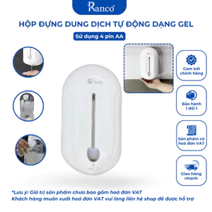 Bình đựng nước rửa tay, lọ dung dịch sát khuẩn RANCO cảm ứng tự độngdạng gel 1100ml KT - 804