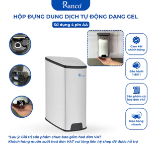 Hộp Đựng Dung Dịch Sát Khuẩn, Bình Chứa Dầu Gội RANCO Thép Không Gỉ Tự Động XINDA 800ml KT - 806