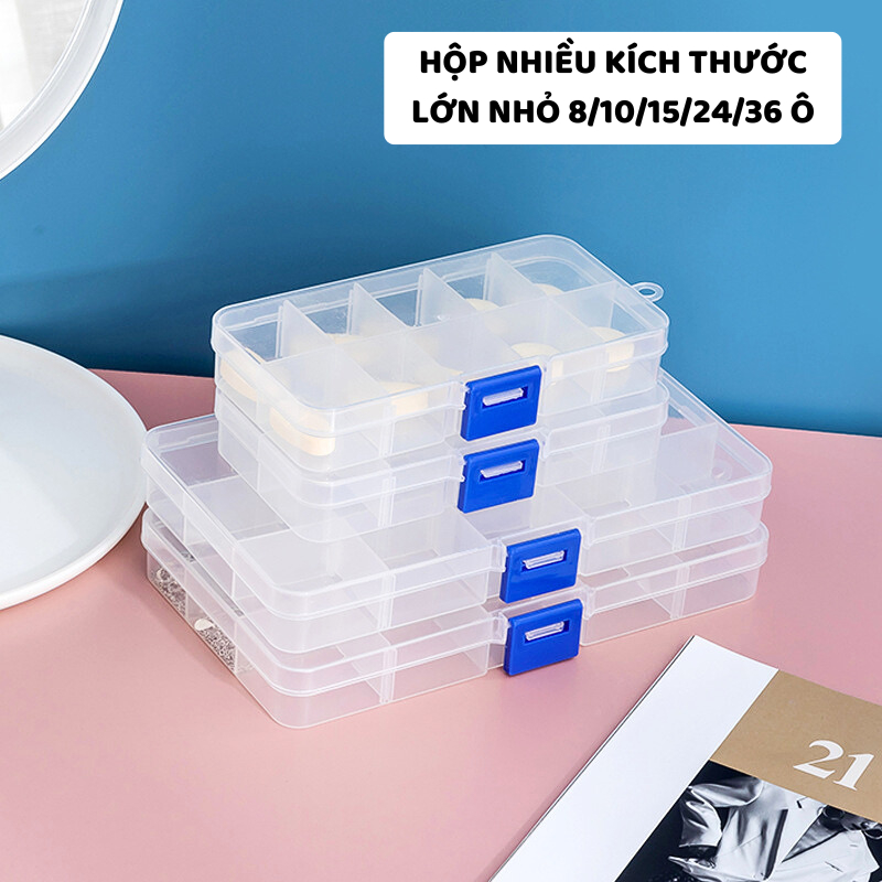 Hộp Nhựa Đựng Đồ 8 Ô - 36 Ô ENODA HOME, Hộp Trong Suốt Đựng Phụ Kiện, Trang Sức, Charm Chia Nhiều Ngăn P081