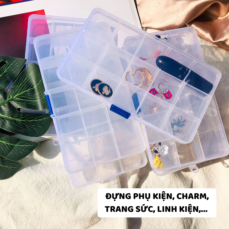 Hộp Nhựa Đựng Đồ 8 Ô - 36 Ô ENODA HOME, Hộp Trong Suốt Đựng Phụ Kiện, Trang Sức, Charm Chia Nhiều Ngăn P081