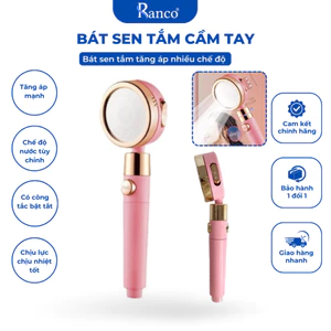 Bộ vòi hoa sen nhà tắm tăng áp siêu mạnh nóng lạnh cầm tay RANCO nhiều chế độ cổ xoay 360 độ KT-635