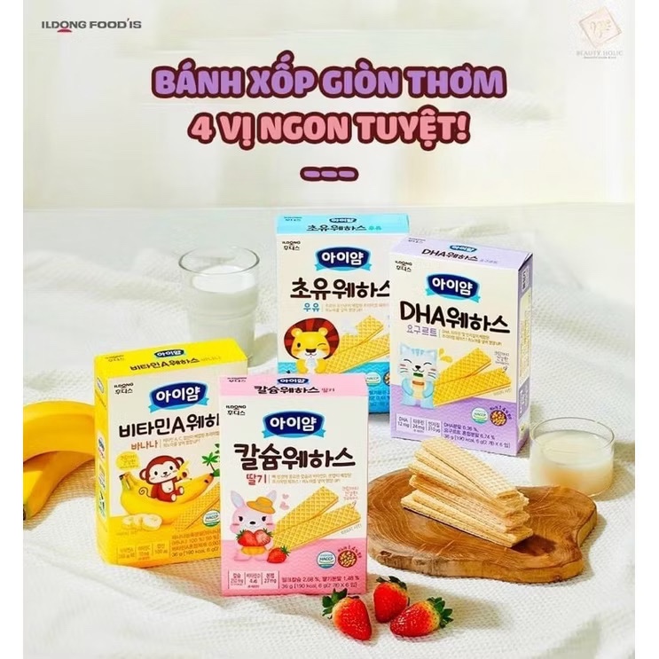 Bánh ăn dặm ILDONG AYIYUM Hàn Quốc cho bé. Bánh xốp, bánh cuộn phô mai, bánh gạo ILDONG