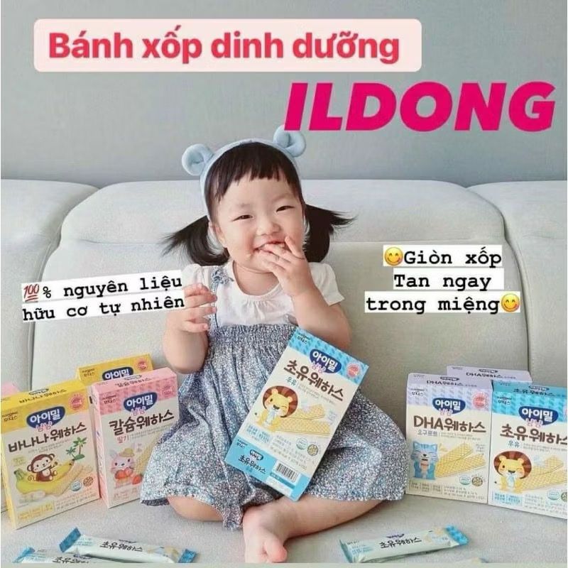 Bánh ăn dặm ILDONG AYIYUM Hàn Quốc cho bé. Bánh xốp, bánh cuộn phô mai, bánh gạo ILDONG