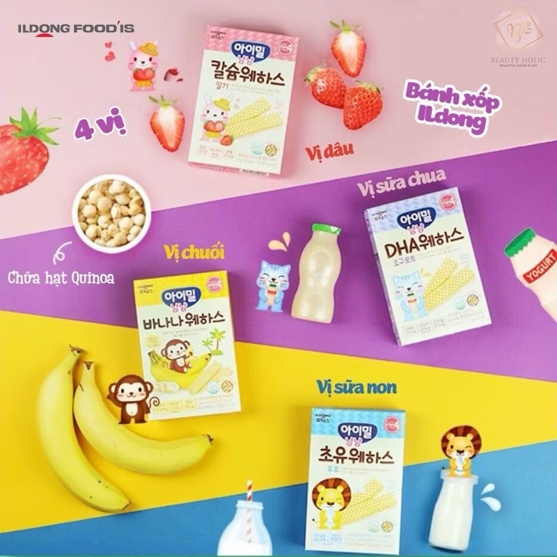 Bánh ăn dặm ILDONG AYIYUM Hàn Quốc cho bé. Bánh xốp, bánh cuộn phô mai, bánh gạo ILDONG