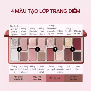 [TEM PHỤ]Bảng Mắt Qianyan Chính Hãng 4 Chất Phấn, Tông Đỏ Nâu Hồng, Phấn Mịn Dễ Tán, Phấn mắt Tone Đỏ Rượu Cheeryep 16g