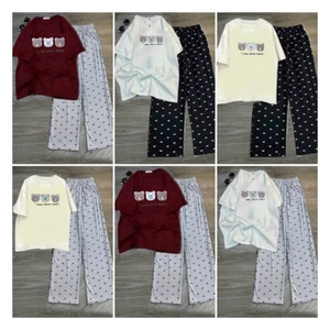 sét Bộ Đồ nữ quần hoạ tiết nơ + kết hợp phông - 3 CON GẤU THE FREE BEARS -quanao94