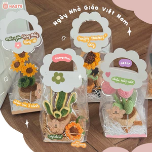 Set Túi Quà Tặng Thầy Cô Tốt Nghiệp Sinh Nhật Handmade Chậu Hoa Len Bạn Nữ Phong cách dễ thương