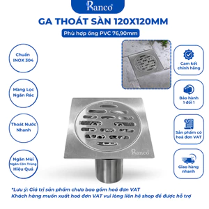 Phễu thoát sàn chống mùi hôi nhà tắm RANCO inox 304 thoát nước phi 60 ống PVC 76mm, 90mm KT - 706