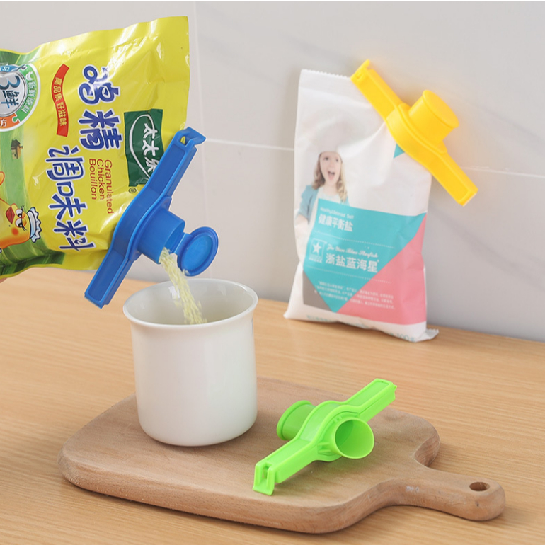COMBO 5 Kẹp Miệng Túi Thực Phẩm CÓ VÒI RÓT Tiện Lợi Có Nắp Đậy Khoá Kín Chống Ẩm Đa Năng