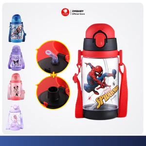 Bình nước cho bé zmbaby BN2N-TT 520ML chất liệu tritan an toàn 2 Nắp, ống hút + Nắp – Không Rò Nước
