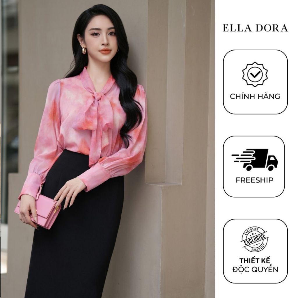 Áo sơ mi nữ ELLA DORA thiết kế nơ cổ dáng suông nhẹ hiện đại thanh lịch phong cách công sở [SM125]