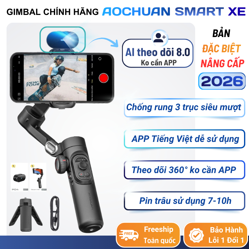 Gimbal chống rung 3 trục có AI theo dõi xoay 360 độ cho điện thoại ...