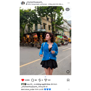 -Áo Khoác Len Lông LOẠI 1 Mềm Mịn Màu Xanh Blue, Cúc Đồng Vintage – Form Rộng Thoải Mái, Size S-2XL