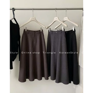 TRIANGLE - Daybyday Skirt (Cân nhắc kỹ, return is not welcomed) - Chân váy dạ dáng A dài Hàn Quốc phong cách thanh lịch