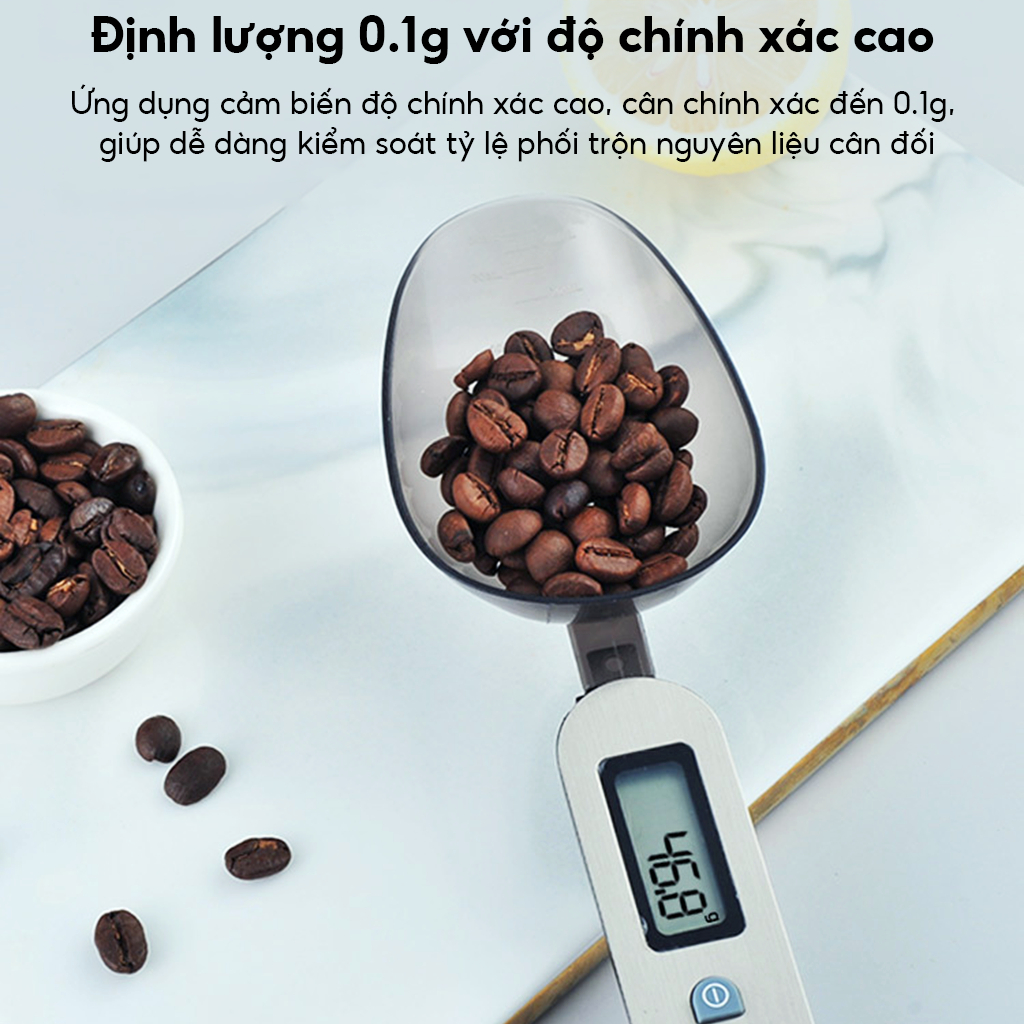 Cân thìa thực phẩm , Cân nhà bếp kỹ thuật số 0,1g / 500g, Cân thìa đo điện bằng thép không gỉ, có hai đầu thìa