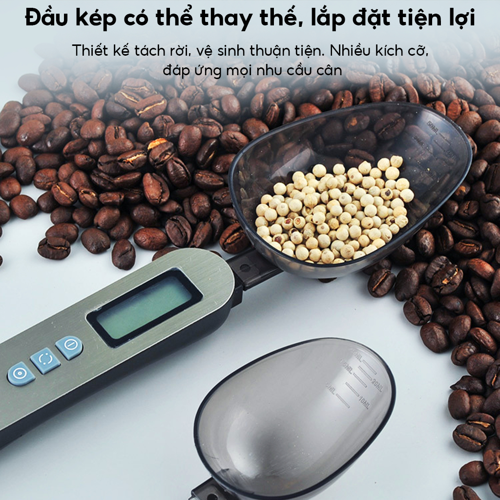 Cân thìa thực phẩm , Cân nhà bếp kỹ thuật số 0,1g / 500g, Cân thìa đo điện bằng thép không gỉ, có hai đầu thìa