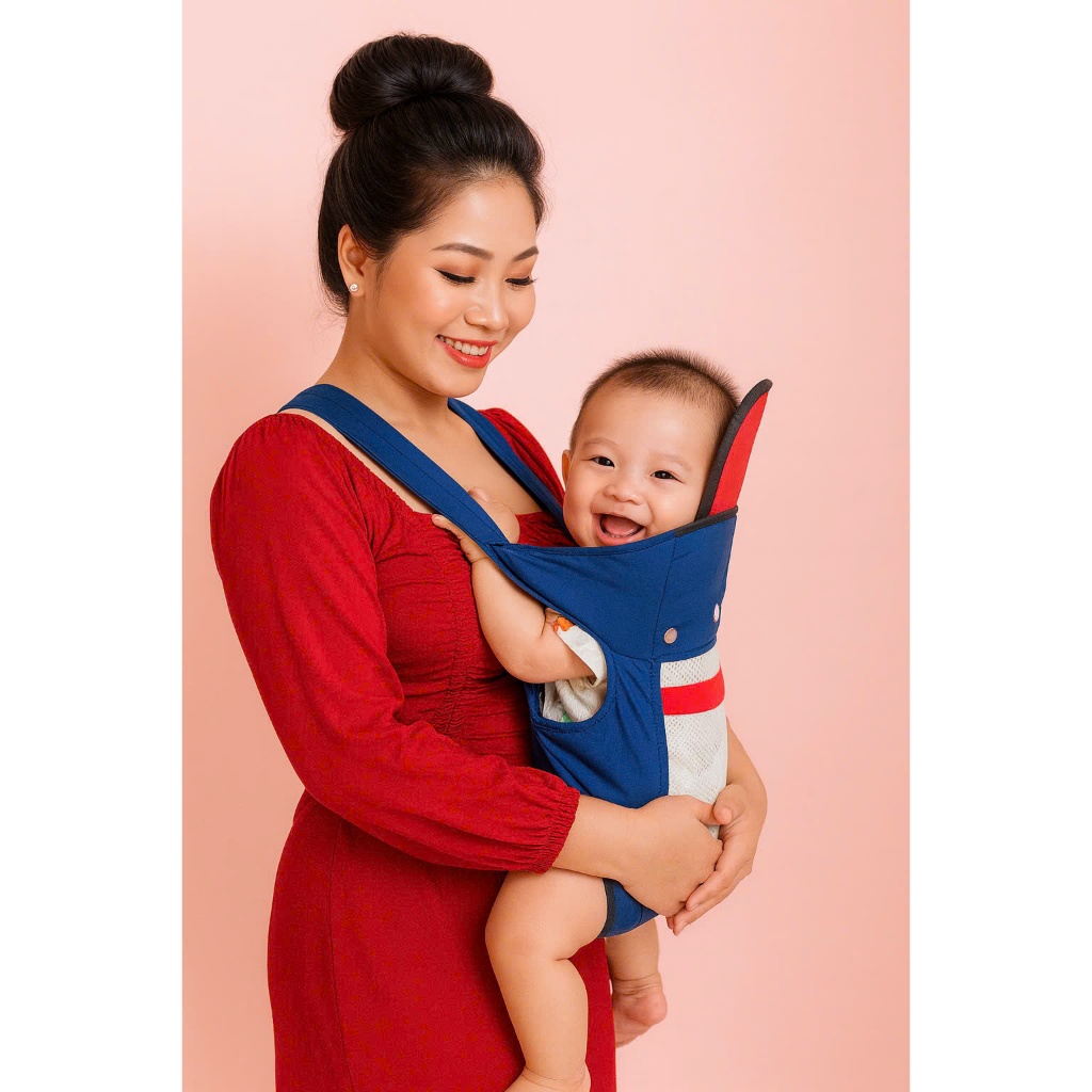 [ ĐỊU ] Địu 4 tư thế , Địu Em Bé Sơ Sinh 0-36 Tháng Có Đỡ Cổ Đa Năng Gọn Nhẹ , Đai Địu Em Bé Đi Xe Máy