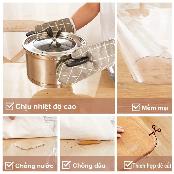 Tấm lót bàn PVC trong suốt chống trượt 360°,Kháng Dầu Ổn định và không bị dịch chuyển,phù hợp với mọi máy tính để bàn