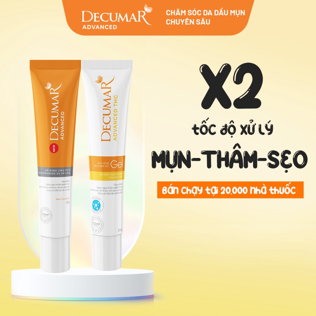 Set 2 gel bôi chấm mụn ngày - đêm Decumar 20gr hỗ trợ giảm mụn, mờ thâm ...