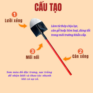 Xẻng xúc cát chữa c.h.áy-Xẻng thép cán gỗ 1M2-Dùng trong thi công và trường hợp khẩn cấp PCCC