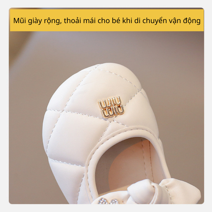[M140] Giày Búp Bê Bé Gái, Hài Búp Bê Cho Bé Từ 3-12 Tuổi Da PU Thiết Kế Quai Dán Tiện Lợi Dễ Thương TH Kids(form nhỏ)