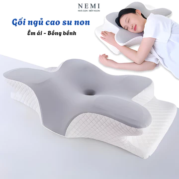 Gối ngủ công thái học NEMI chất liệu cao su non cao cấp - chống đau cổ vai gáy, chống ngủ ngáy, hỗ trợ ngủ nhanh