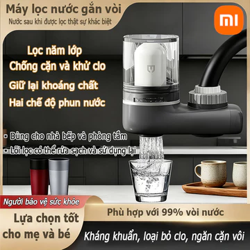 Xiaomi Youpin Máy Youpin lọc nước gắn vòi 5 lớp lọc tinh, ngăn cặn, khử clo, giữ lại khoáng chất, dùng được cho mẹ và bé