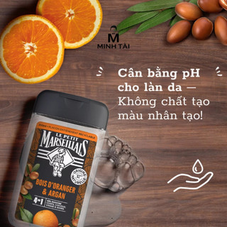 Gel Tắm Pháp dành cho Nam Le Petit Marseillais 4in1 Gỗ Cam & dầu Argan hữu cơ