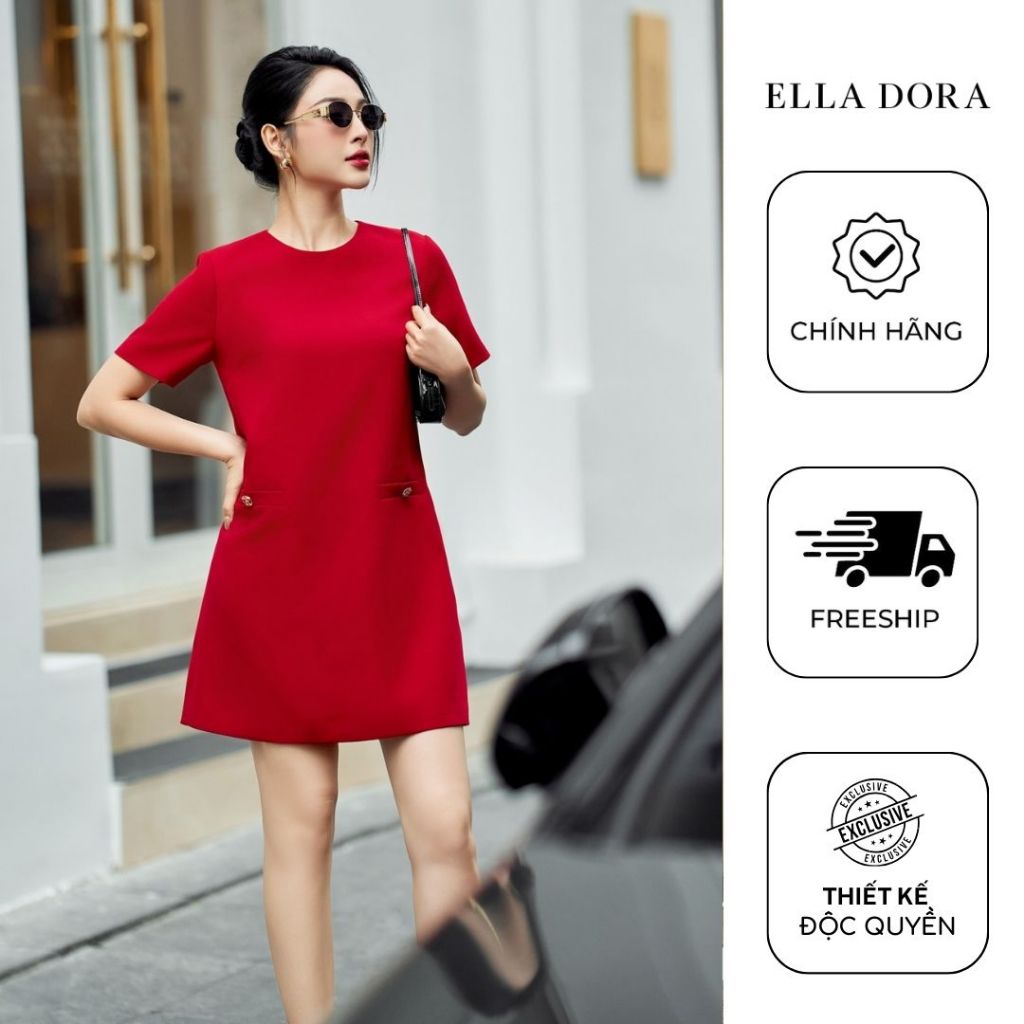 Đầm suông ngắn ELLA DORA form suông tay ngắn nhẹ nhàng trẻ trung thanh lịch dễ phối [D212]
