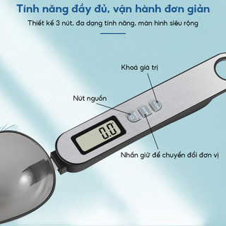 Cân Điện Tử Kiểu Muỗng Cân nhà bếp kỹ thuật số 0,1g / 500g, Cân thìa đo điện bằng thép không gỉ, có hai đầu thìa
