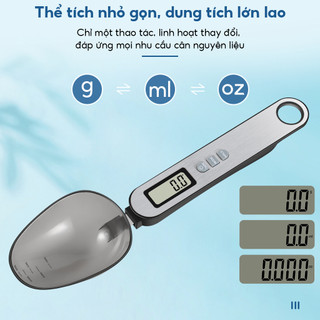 Cân Điện Tử Kiểu Muỗng Cân nhà bếp kỹ thuật số 0,1g / 500g, Cân thìa đo điện bằng thép không gỉ, có hai đầu thìa