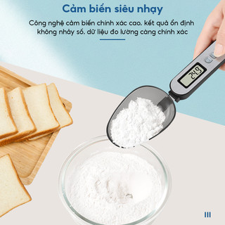 Cân Điện Tử Kiểu Muỗng Cân nhà bếp kỹ thuật số 0,1g / 500g, Cân thìa đo điện bằng thép không gỉ, có hai đầu thìa