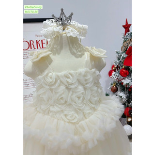 🎅 Váy Noel/Tết bé gái🎄Đầm công chúa bé gái hoa 3D, voan mềm, dáng xòe tầng sang trọng - Đi tiệc, Noel, Tết